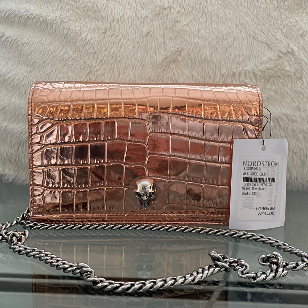 Small rose gold Alexander McQueen purse